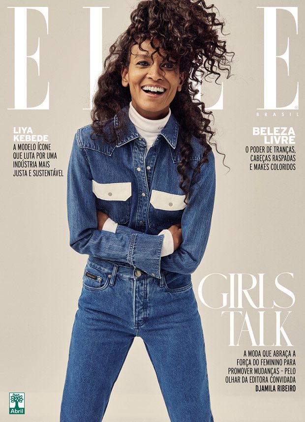 Liya Kebede Models Calvin Klein Jeans for Elle Brazil Cover Story
